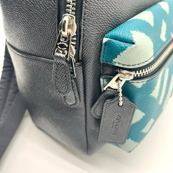COACH NWOT Charlie Mini Wild Plaid Leather Backpack, Blue, $328 Retail - Picture 7 of 11